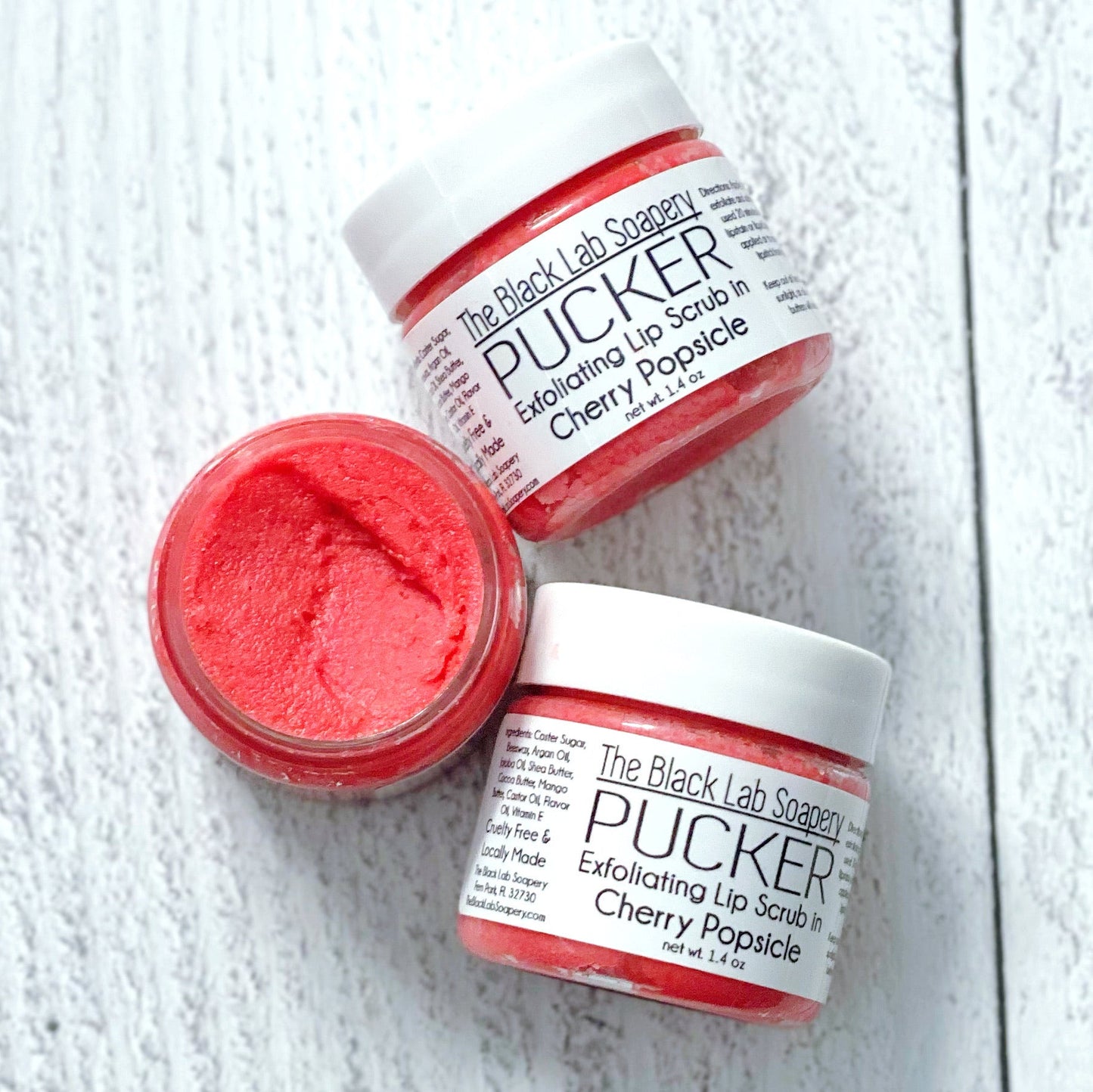 PUCKER - Lip Scrub - Cherry Popsicle - The Black Lab Soapery