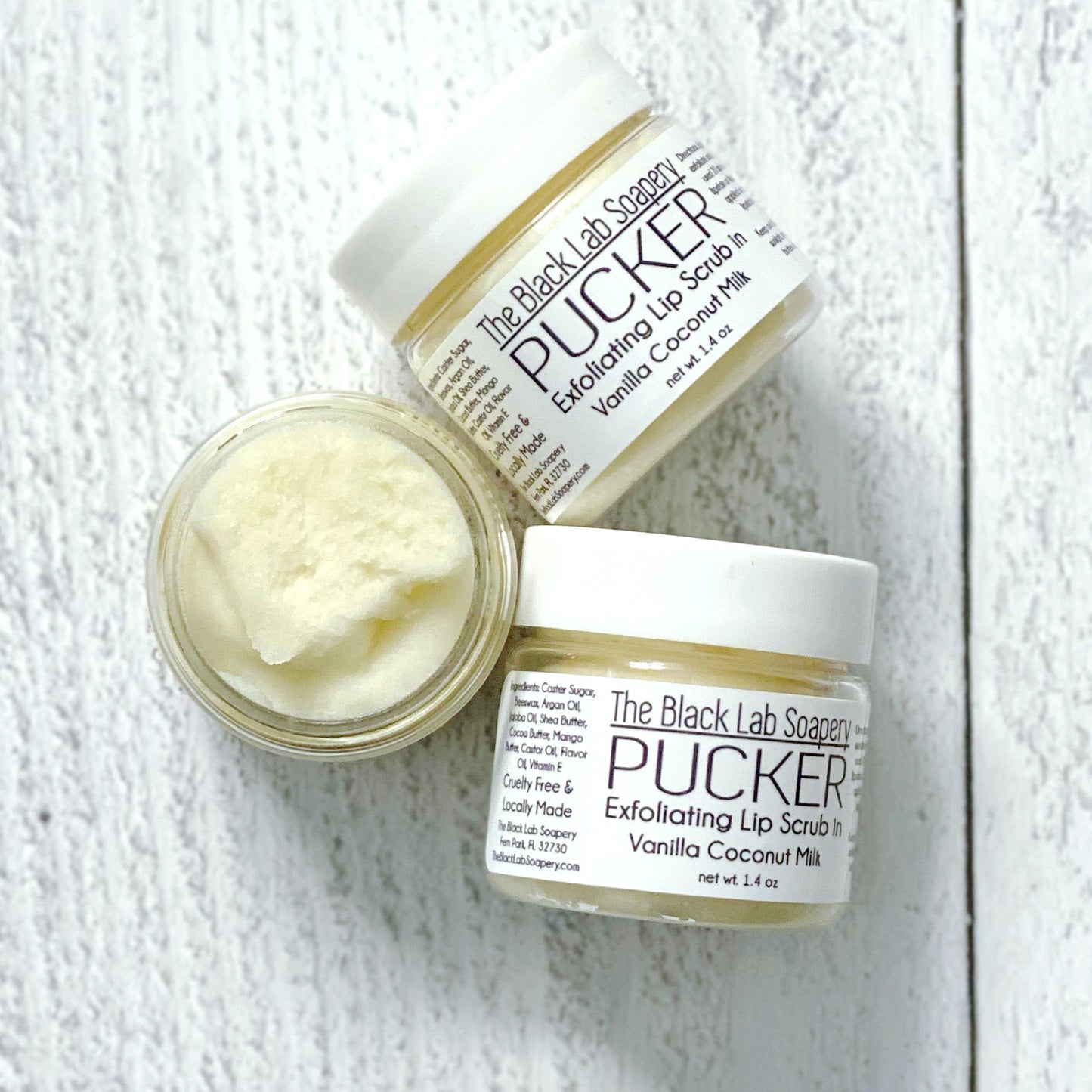 PUCKER - Lip Scrub - Vanilla Coconut Milk - The Black Lab Soapery
