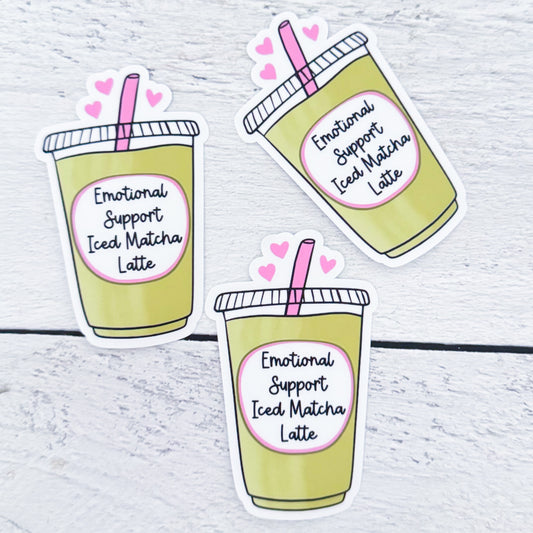 Emotional Support Iced Matcha Latte Sticker
